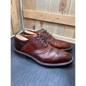 Johnston & Murphy Mens Leather Oxford Shoes Brown Wingtips Brogue Size 9.5